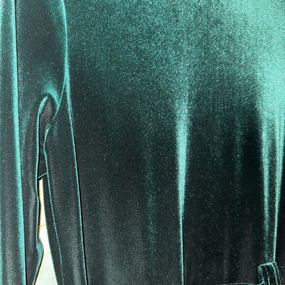 Plaza South Large Dark Green Velvet Tie Waist Long Sleeve Maxi Dress Christmas - Picture 2 of 11